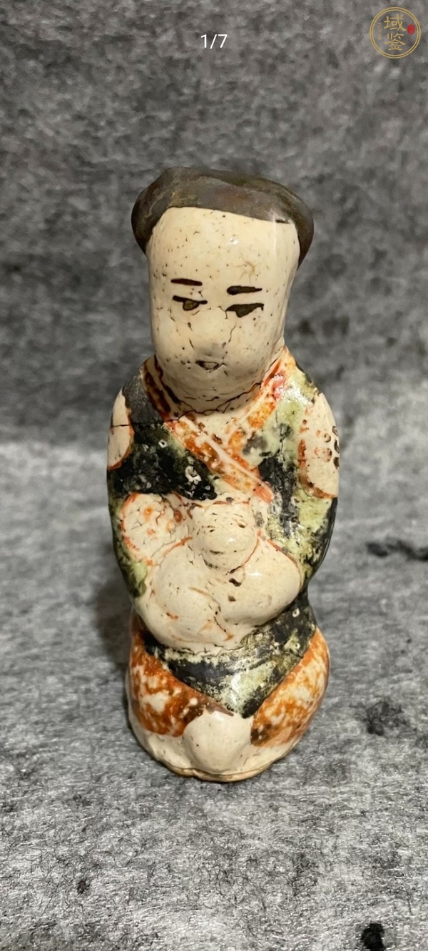 古玩陶瓷八義窯紅綠彩俑真品鑒賞圖