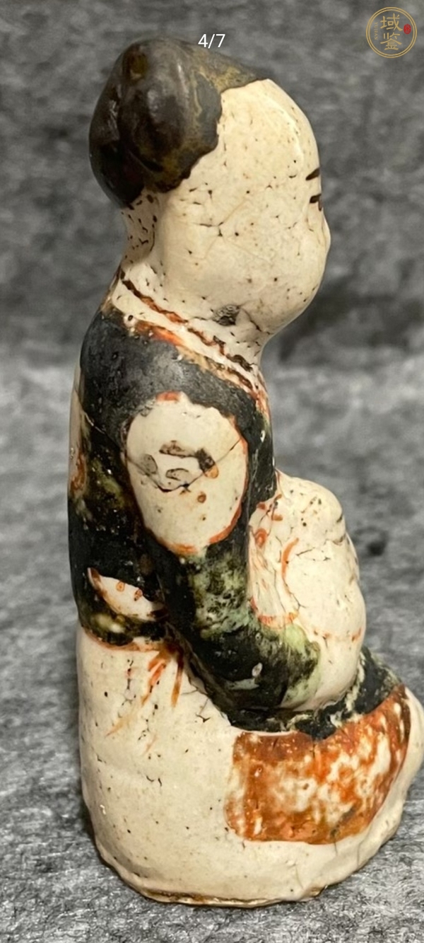 古玩陶瓷八義窯紅綠彩俑真品鑒賞圖
