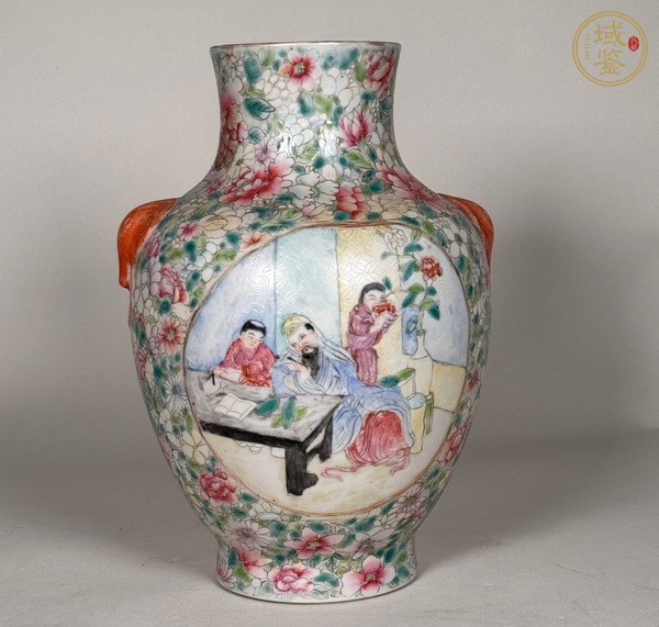 古玩陶瓷人物紋粉彩尊真品鑒賞圖