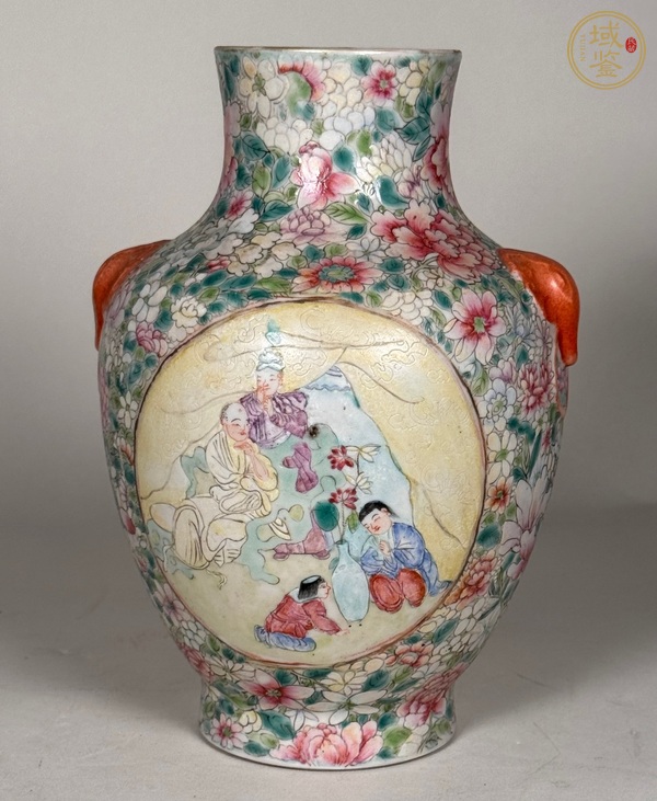 古玩陶瓷人物紋粉彩尊真品鑒賞圖