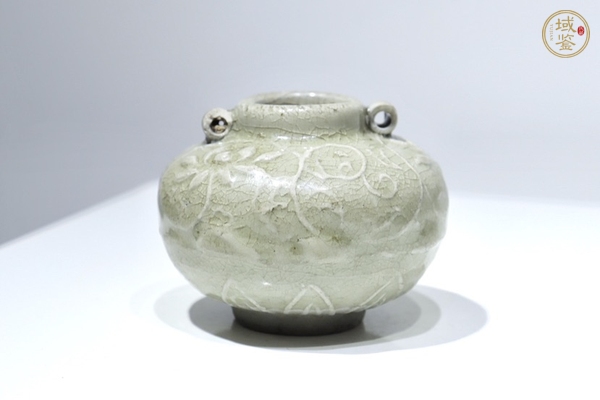 古玩陶瓷龍泉青瓷印花水盂真品鑒賞圖