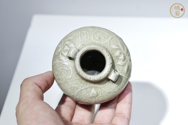 古玩陶瓷龍泉青瓷印花水盂真品鑒賞圖