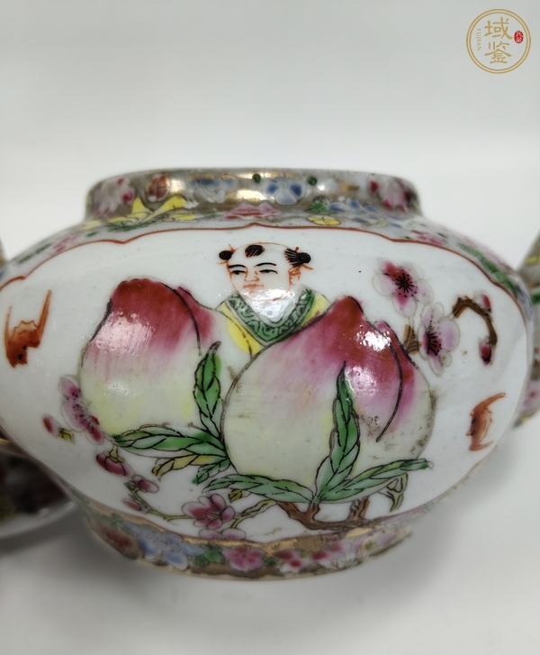 古玩陶瓷粉彩描金人物故事紋茶壺真品鑒賞圖