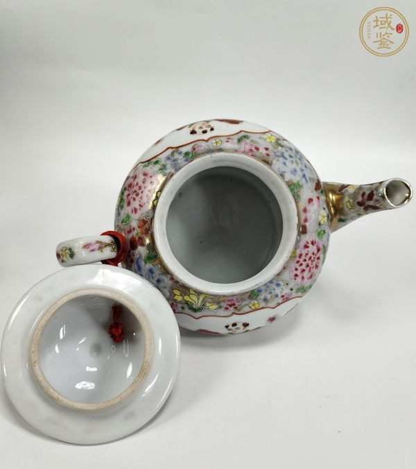 古玩陶瓷粉彩描金人物故事紋茶壺真品鑒賞圖