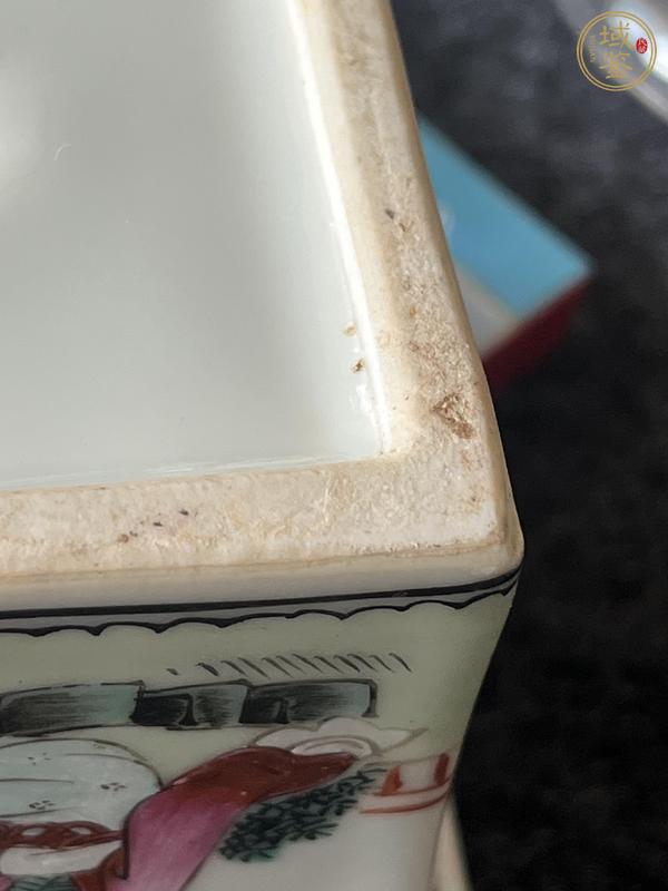 古玩陶瓷粉彩人物四方盆真品鑒賞圖
