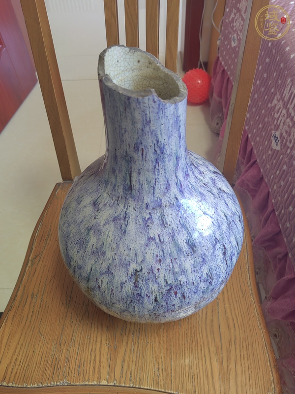 古玩陶瓷窯變釉殘瓶真品鑒賞圖
