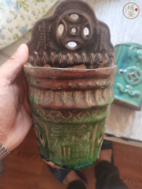 古玩陶瓷綠釉筷子筒真品鑒賞圖