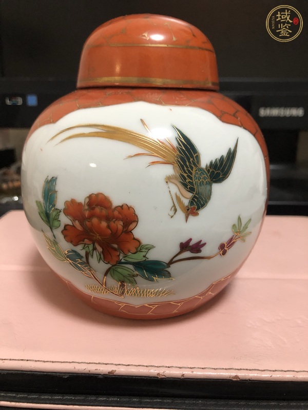古玩陶瓷礬紅粉彩花鳥紋蓋罐真品鑒賞圖