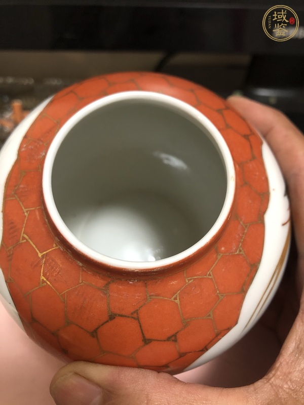古玩陶瓷礬紅粉彩花鳥紋蓋罐真品鑒賞圖