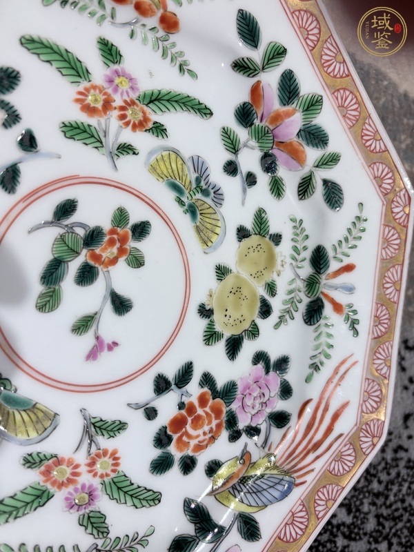 古玩陶瓷花鳥紋八角盤真品鑒賞圖