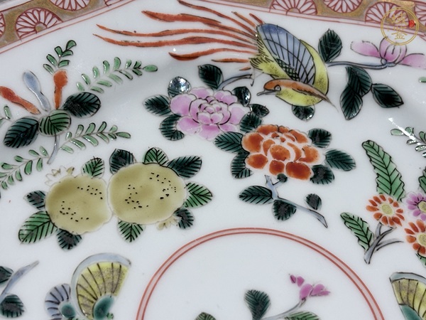 古玩陶瓷花鳥紋八角盤真品鑒賞圖