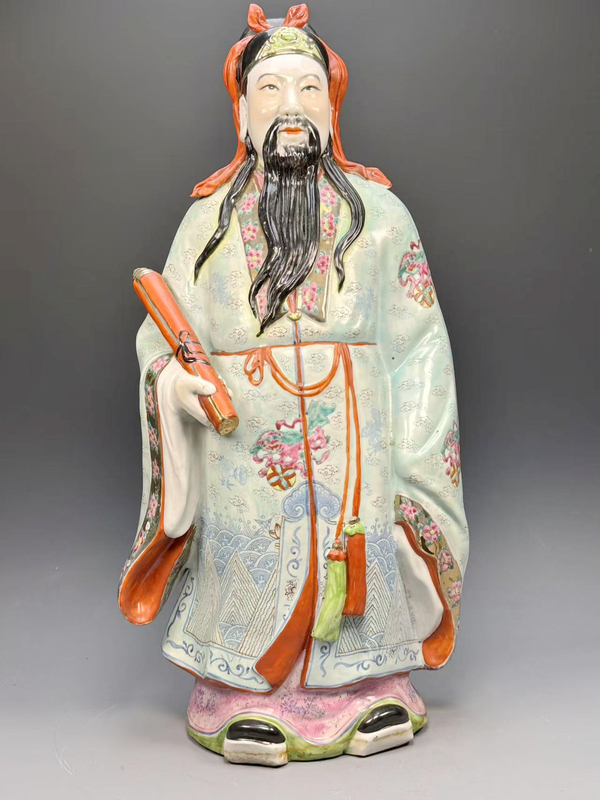古玩陶瓷民國(guó)解放初期·粉彩祿星塑雕造像拍賣，當(dāng)前價(jià)格19999元