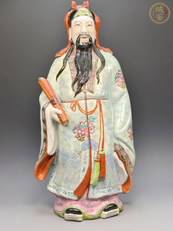 古玩陶瓷民國解放初期·粉彩祿星造型真品鑒賞圖