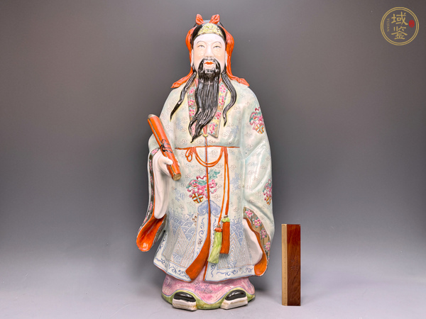 古玩陶瓷民國解放初期·粉彩祿星造型真品鑒賞圖