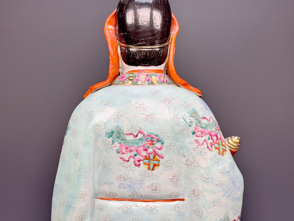 古玩陶瓷民國(guó)解放初期·粉彩祿星塑雕造像拍賣，當(dāng)前價(jià)格19999元