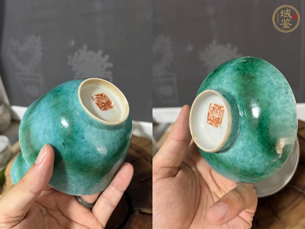 古玩陶瓷翡翠釉蓋碗真品鑒賞圖