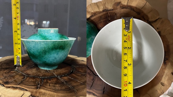 古玩陶瓷吹綠釉蓋碗拍賣，當(dāng)前價格1200元