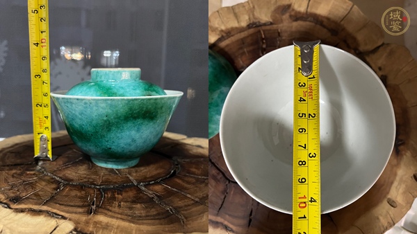 古玩陶瓷翡翠釉蓋碗真品鑒賞圖