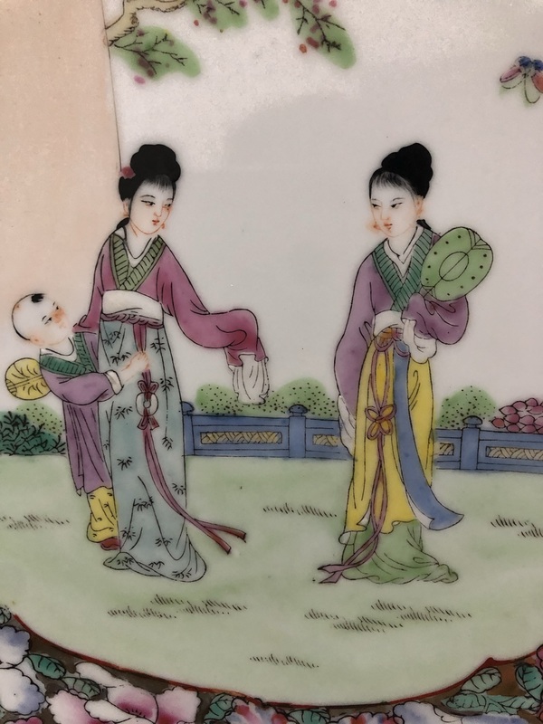 古玩陶瓷粉彩仕女人物盤拍賣，當(dāng)前價格3200元