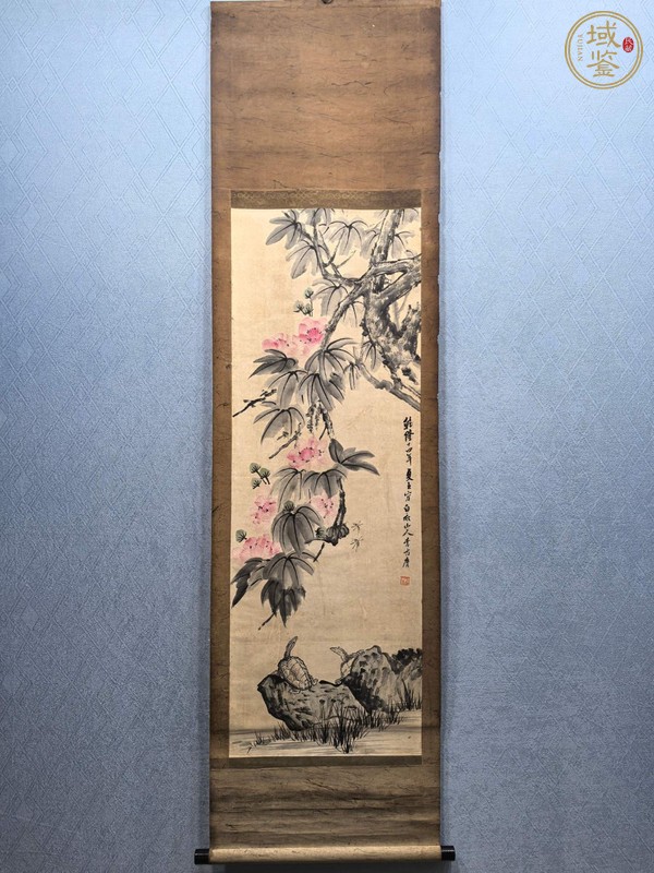 古玩字畫李方膺款《芙蓉雙龜》立軸真品鑒賞圖