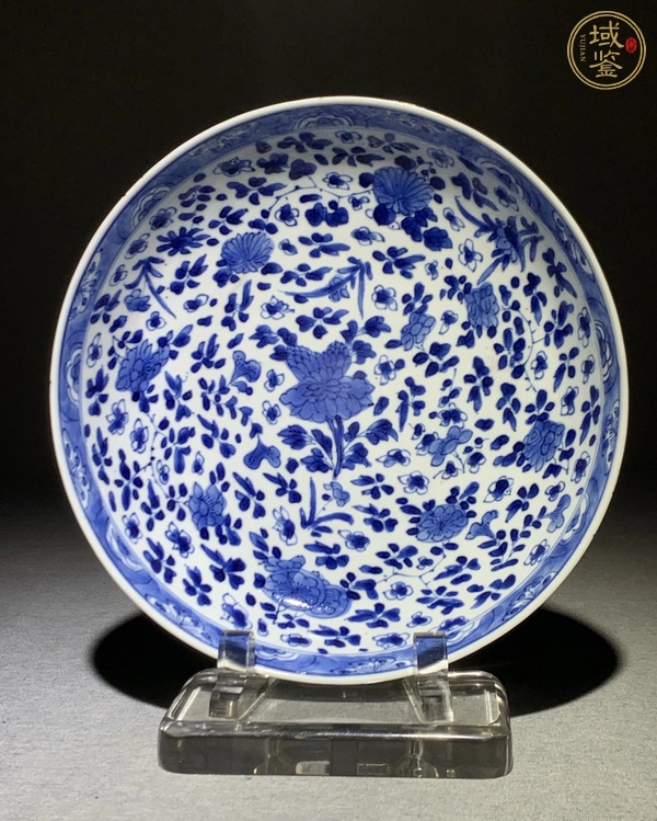 古玩陶瓷青花折枝花卉紋盤真品鑒賞圖