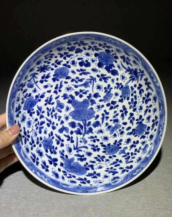 古玩陶瓷青花折枝花卉紋盤拍賣，當前價格3900元