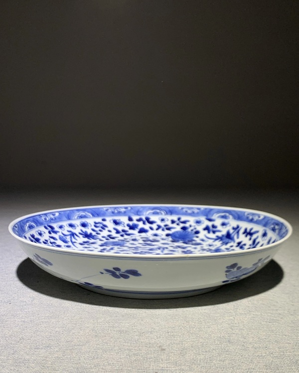 古玩陶瓷青花折枝花卉紋盤拍賣，當前價格3900元