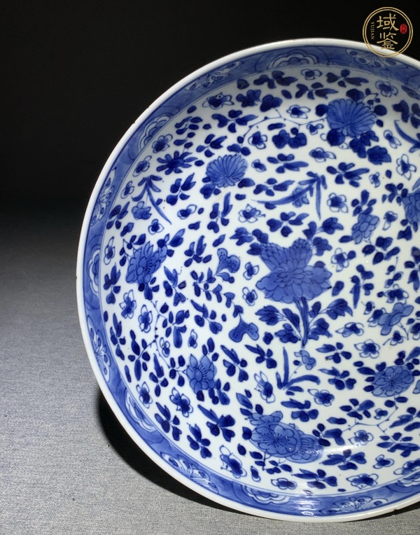 古玩陶瓷青花折枝花卉紋盤真品鑒賞圖