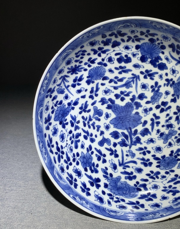 古玩陶瓷青花折枝花卉紋盤拍賣，當前價格3900元