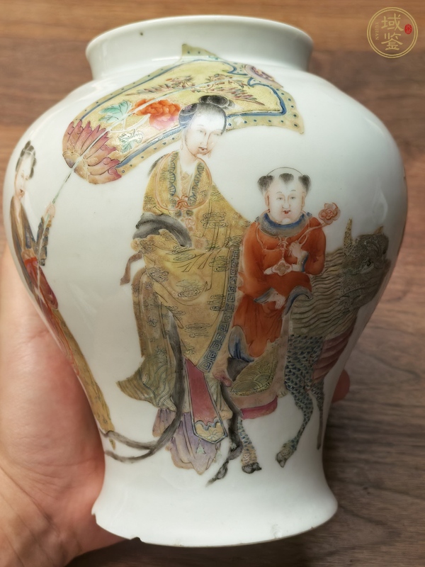 古玩陶瓷粉彩人物故事紋罐真品鑒賞圖