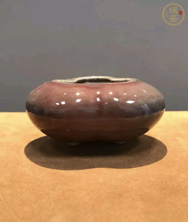 古玩陶瓷紅釉水盂真品鑒賞圖