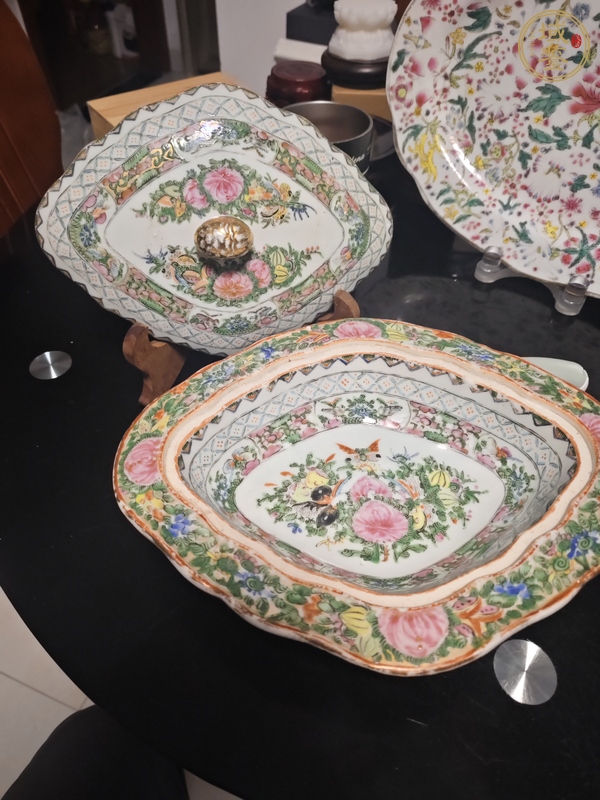 古玩陶瓷晚清廣彩蓋鍋真品鑒賞圖