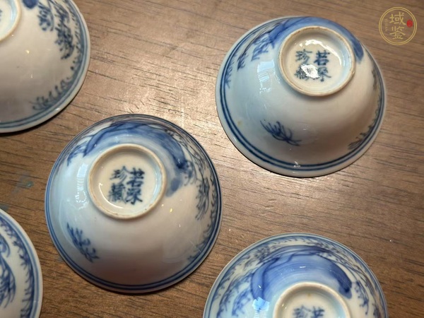 古玩陶瓷日本明治青花竹石圖茶碗真品鑒賞圖