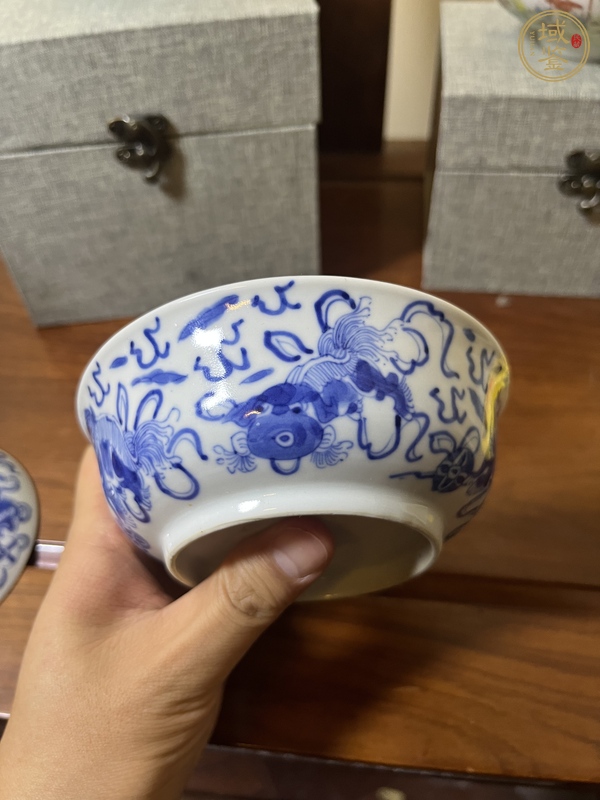 古玩陶瓷青花獅紋蓋碗真品鑒賞圖