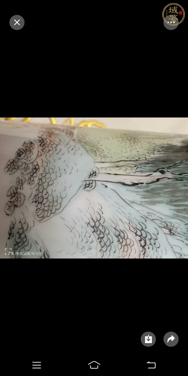 古玩陶瓷青花邊紋粉彩山水紋帽筒真品鑒賞圖