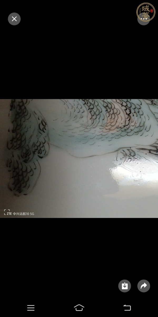 古玩陶瓷青花邊紋粉彩山水紋帽筒真品鑒賞圖