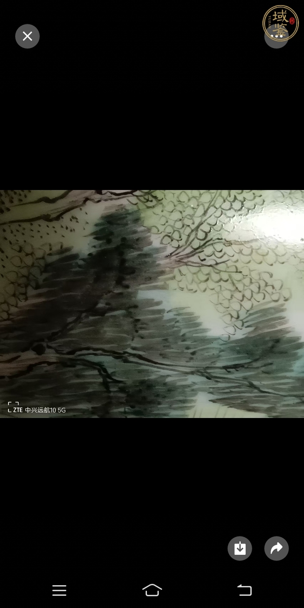 古玩陶瓷青花邊紋粉彩山水紋帽筒真品鑒賞圖