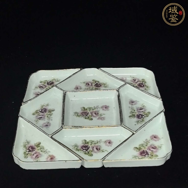 古玩陶瓷粉彩刷花花卉紋串盤真品鑒賞圖