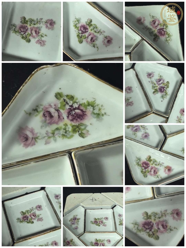 古玩陶瓷粉彩刷花花卉紋串盤真品鑒賞圖