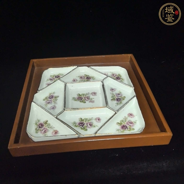 古玩陶瓷粉彩刷花花卉紋串盤真品鑒賞圖