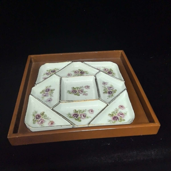 古玩陶瓷粉彩刷花花卉紋串盤拍賣，當前價格1600元