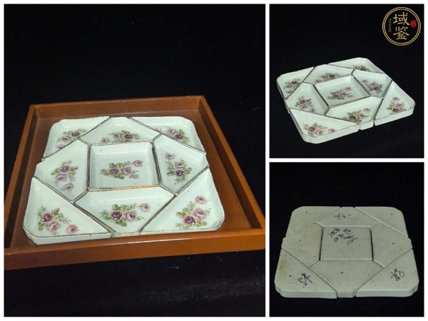 古玩陶瓷粉彩刷花花卉紋串盤真品鑒賞圖