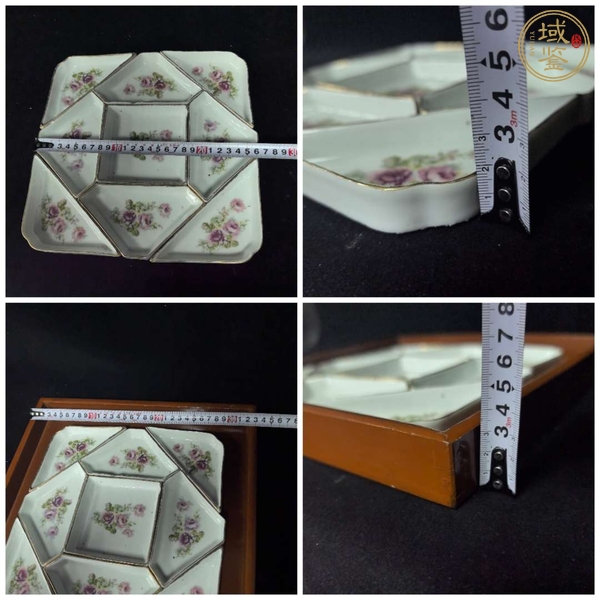 古玩陶瓷粉彩刷花花卉紋串盤真品鑒賞圖