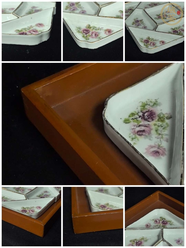 古玩陶瓷粉彩刷花花卉紋串盤真品鑒賞圖