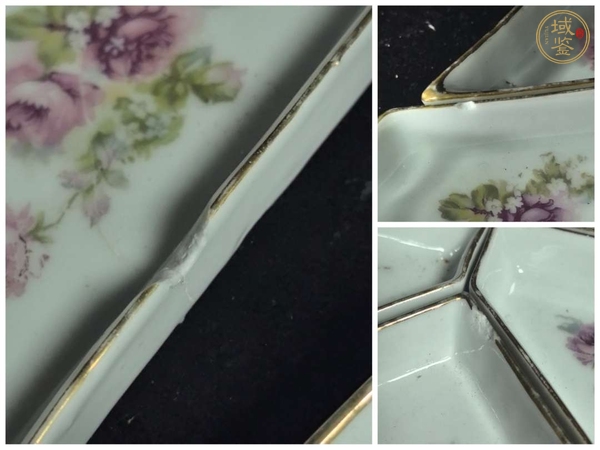 古玩陶瓷粉彩刷花花卉紋串盤真品鑒賞圖