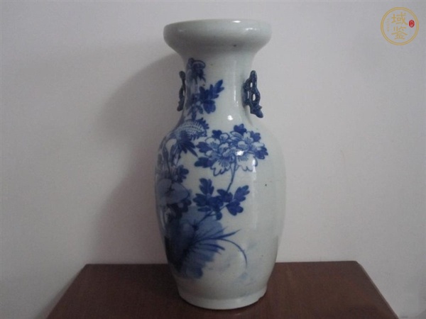 古玩陶瓷牡丹鶴紋瓶真品鑒賞圖