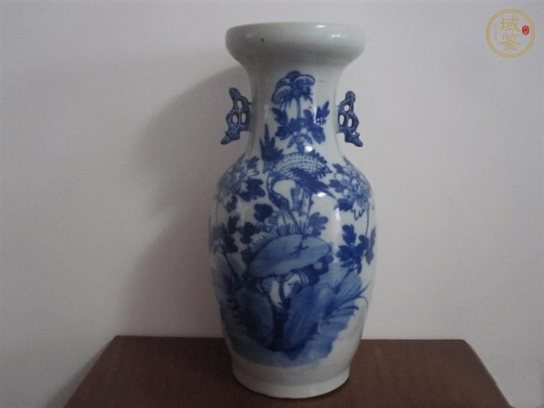 古玩陶瓷牡丹鶴紋瓶真品鑒賞圖