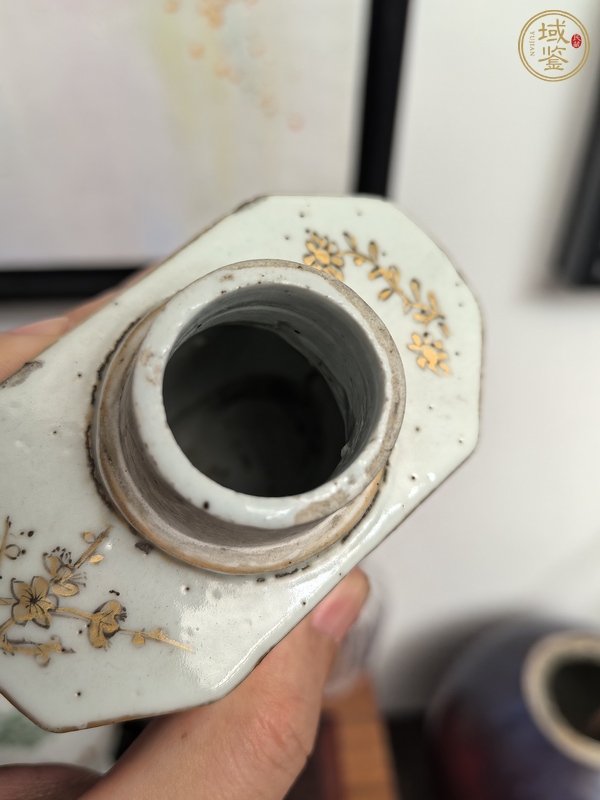 古玩陶瓷康熙描金花鳥茶葉罐真品鑒賞圖