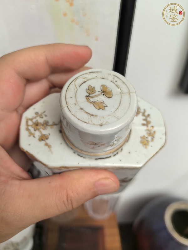 古玩陶瓷康熙描金花鳥茶葉罐真品鑒賞圖