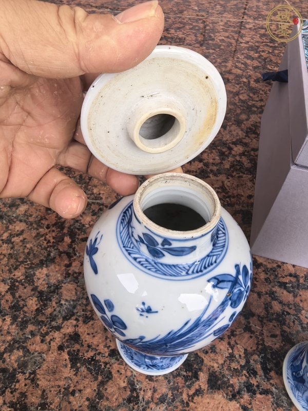 古玩陶瓷青化錦雞牡丹紋雞腿罐真品鑒賞圖